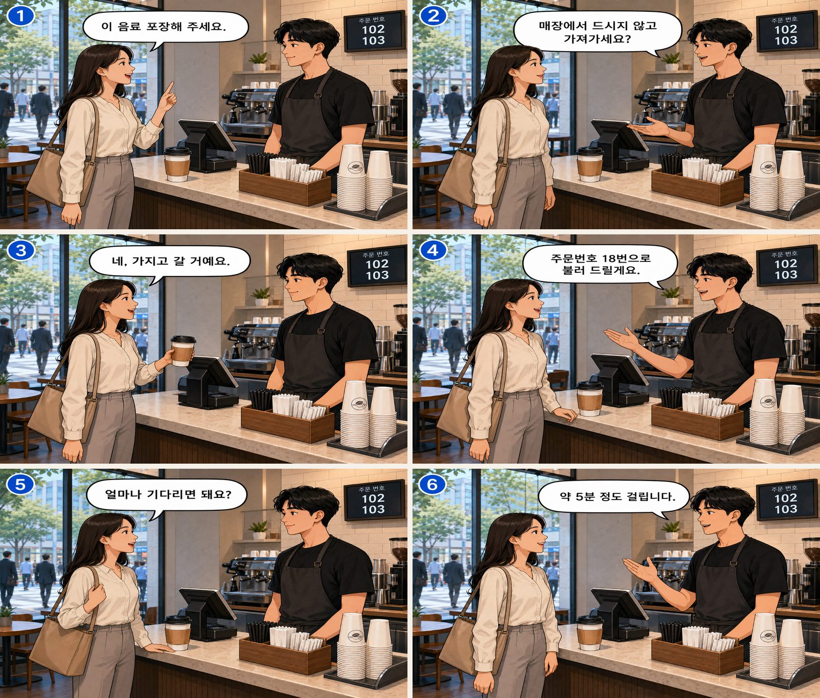 Paket Servis ve Alım — 포장과 픽업 Korean dialogue storyboard