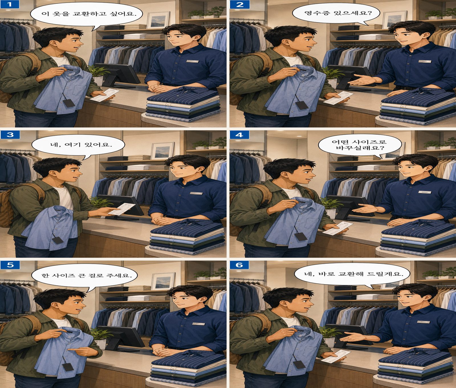 Wymiana — 교환하기 Korean dialogue storyboard