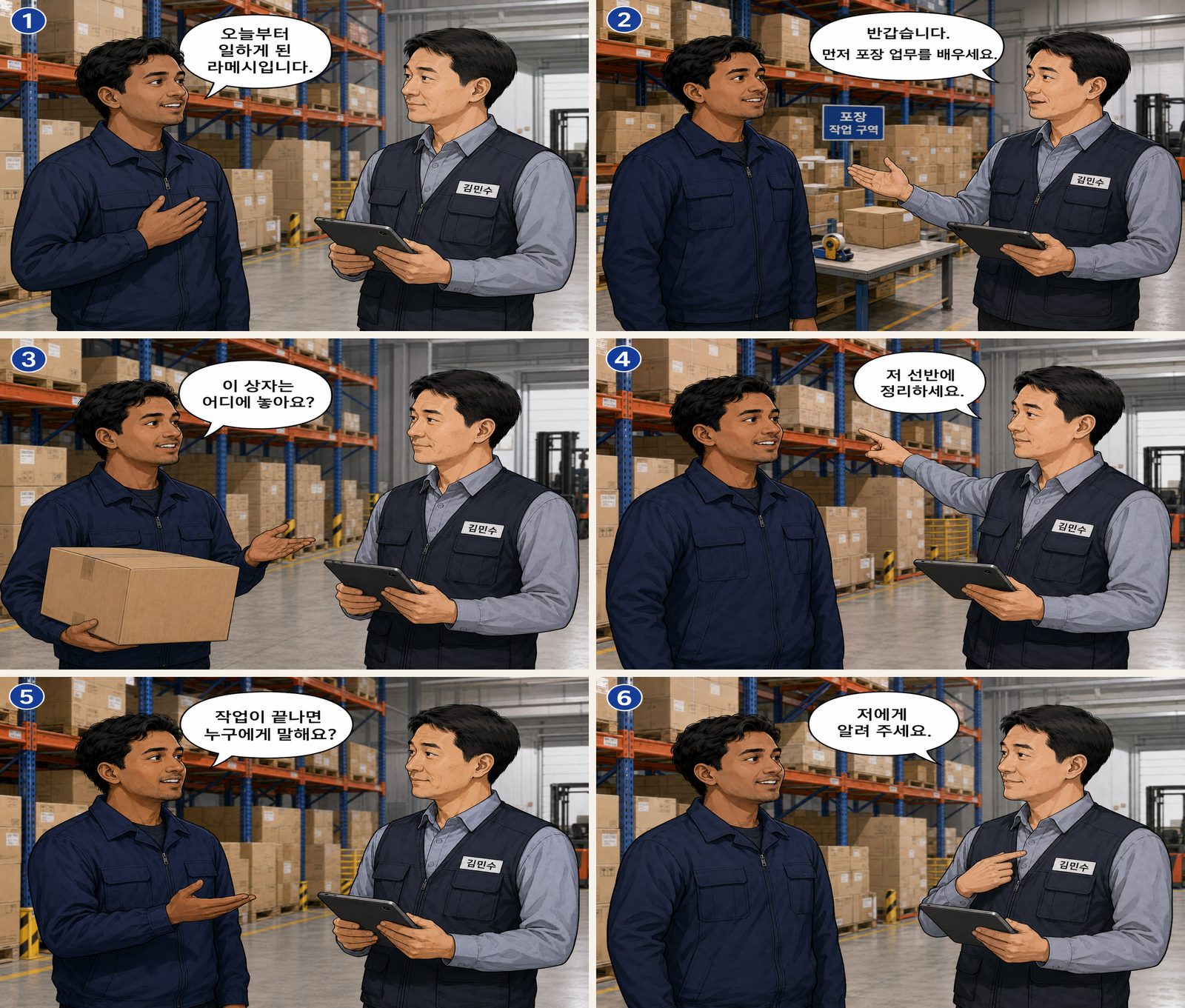 دریافت دستور کار — 업무 지시 받기 Korean dialogue storyboard