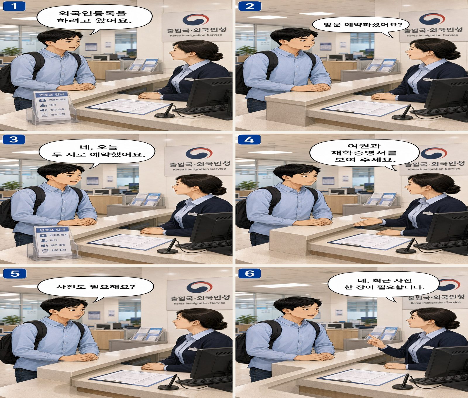 Ausländerregistrierung — 외국인등록 Korean dialogue storyboard