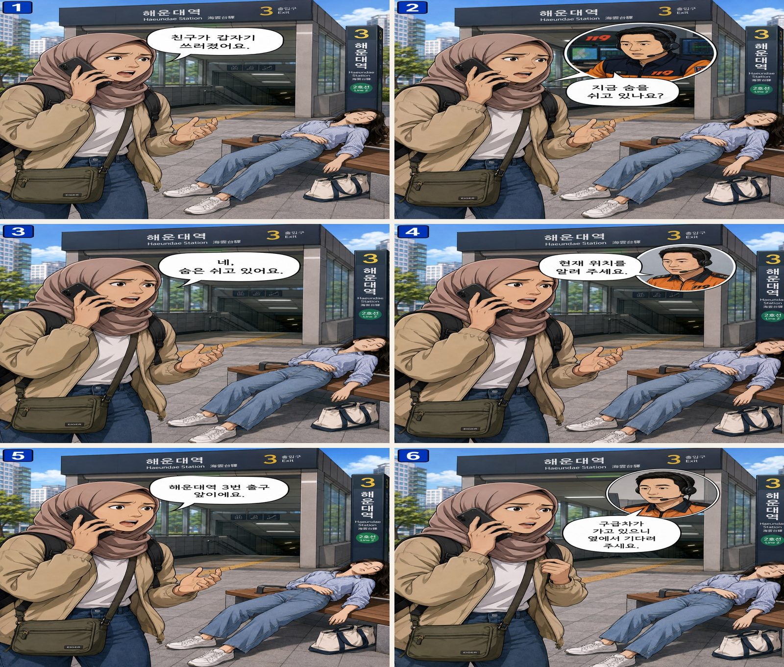 119에 신고 — 119에 신고 Korean dialogue storyboard